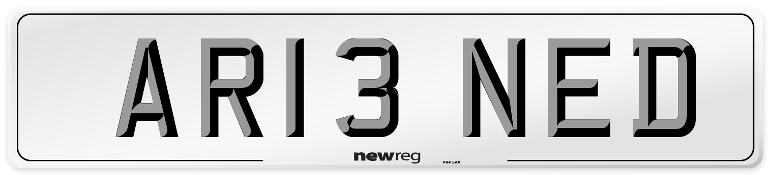 AR13 NED Number Plate from New Reg